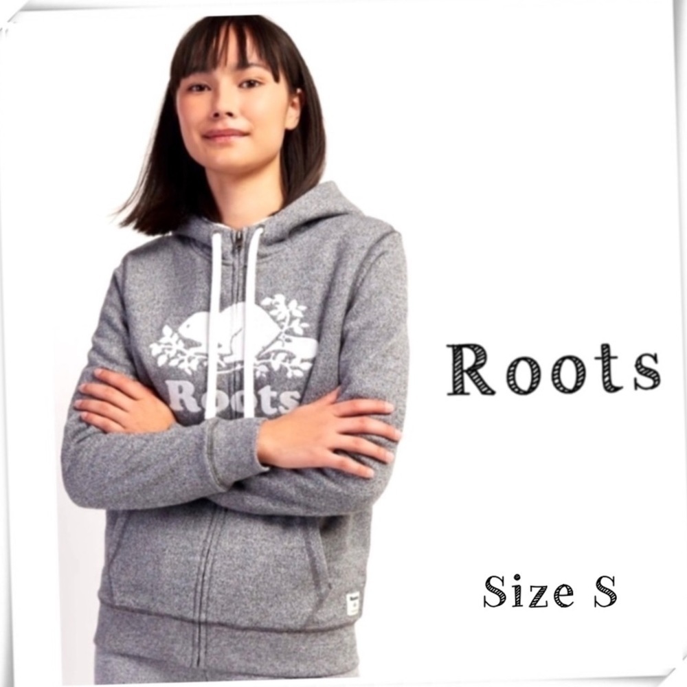 ROOTS Sherpa-lined Zip up Fleece Heavy Hoodie Zip up Jacket in Light Gray